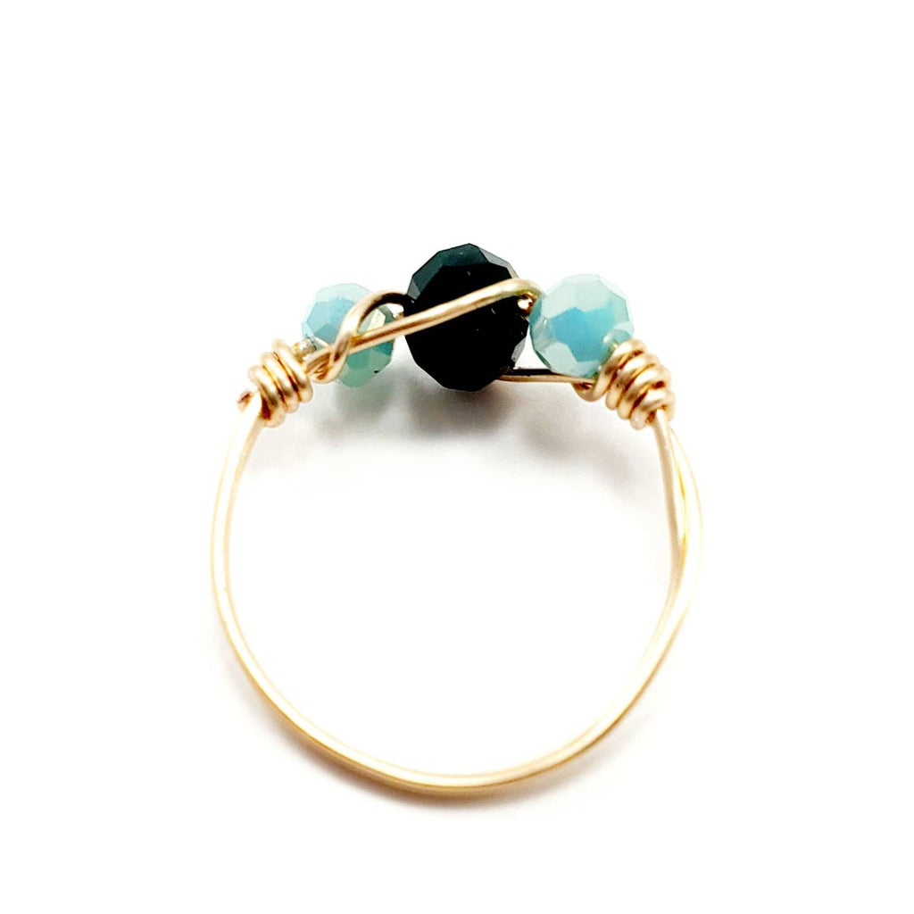 Mint Green Crystal Wire Rings, Wire Wrapped Crystal Ring, Dainty Crystal Wire Wrapped Rings, Wire Wrapped Crystal Rings, Midi Ring,