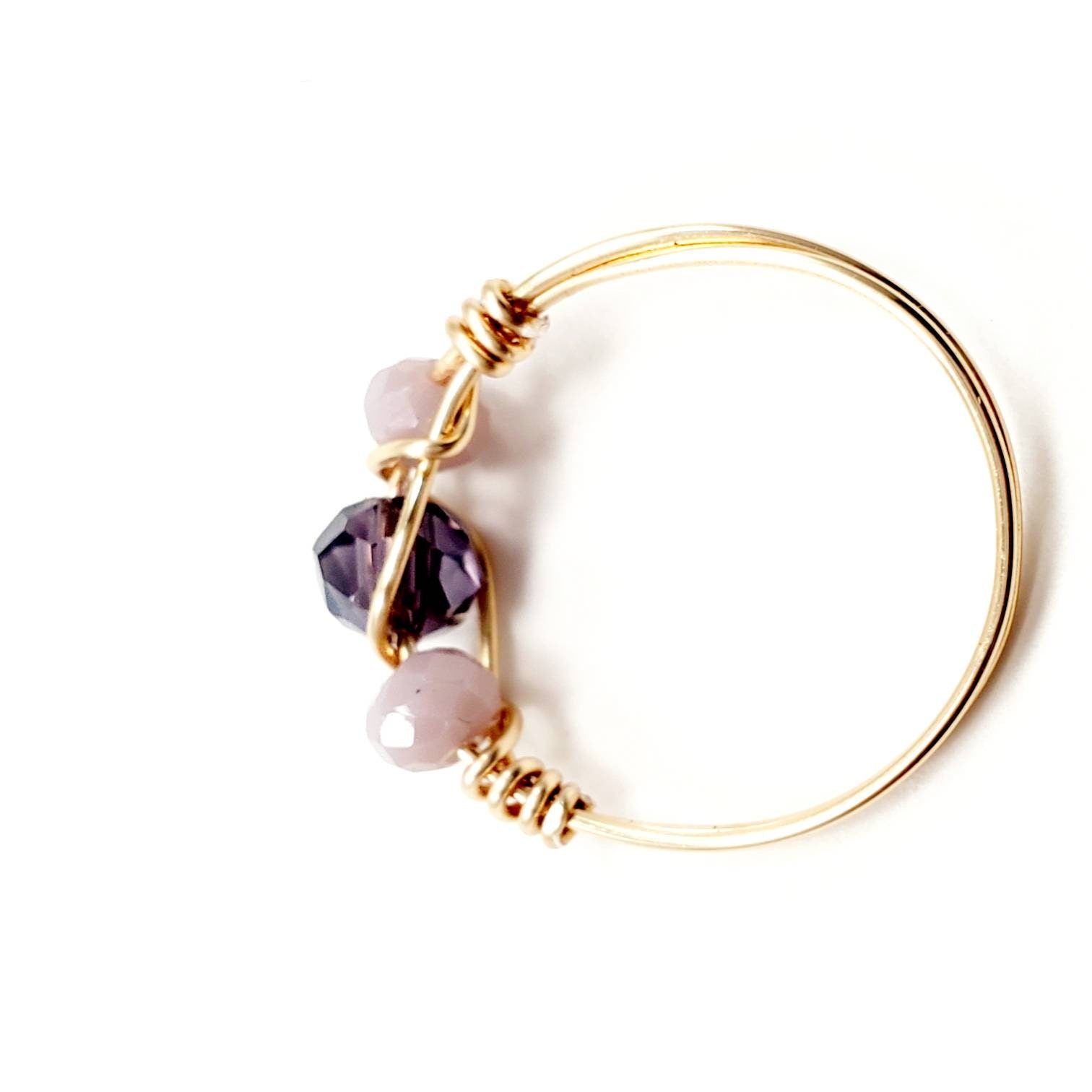 Wire wrapped ring, Wire wrapped crystal ring, Crystal rings gold, Crystal Wire Wrapped Ring, Thin Gold Ring, midi ring, christmas  gifte
