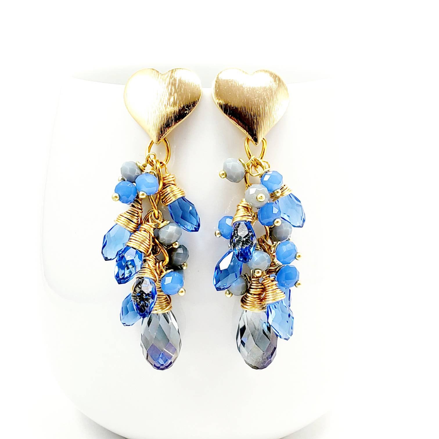 Bridal Crystal Earrings, Bridesmaid earring, Something Blue For Bride, Bridal earring, Dainty teardrop earrings, Dangle earrings bride
