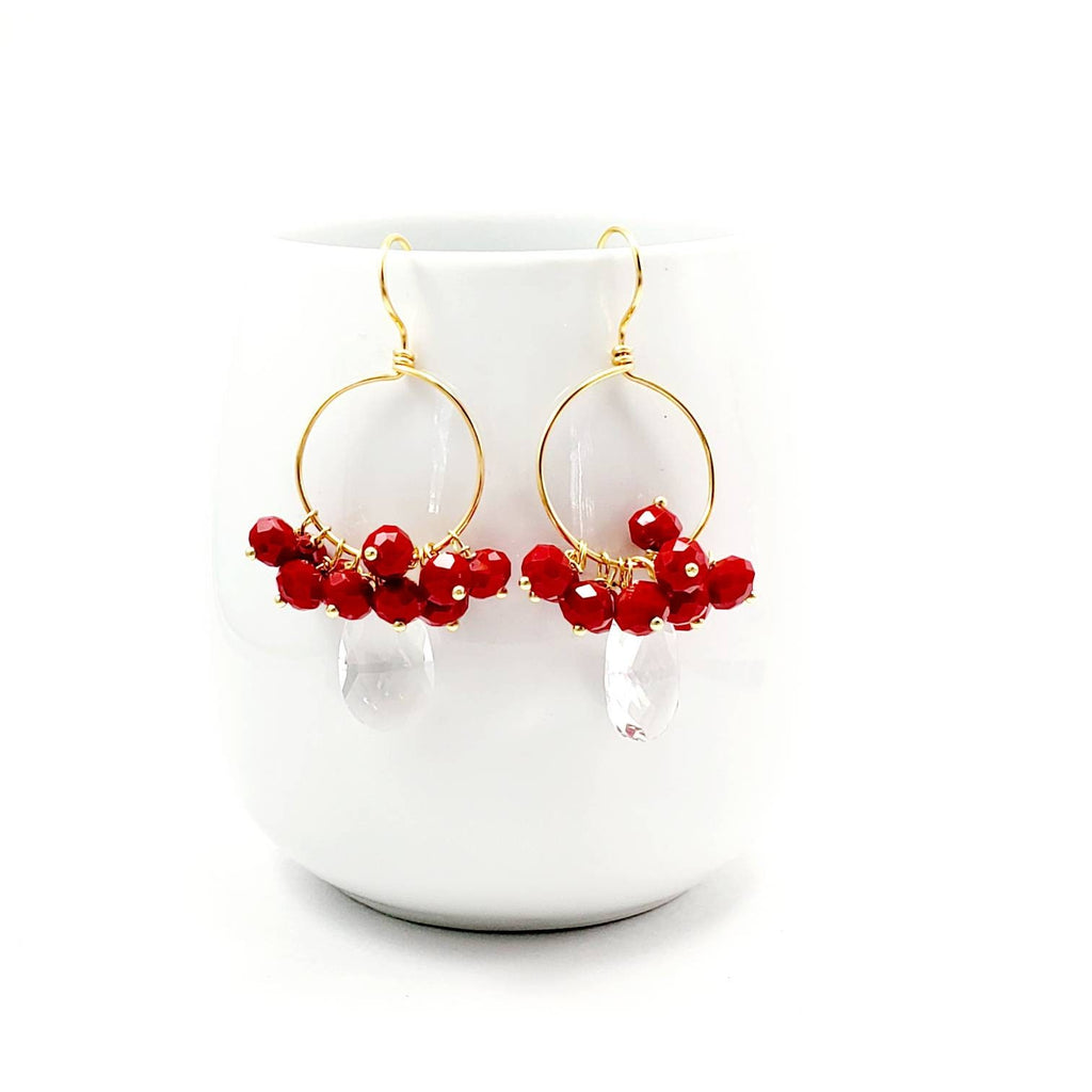 Crystal Hoop Earrings – Thin Gold Hoop Earrings with Crystal Charm | Handmade Minimalist Jewelry