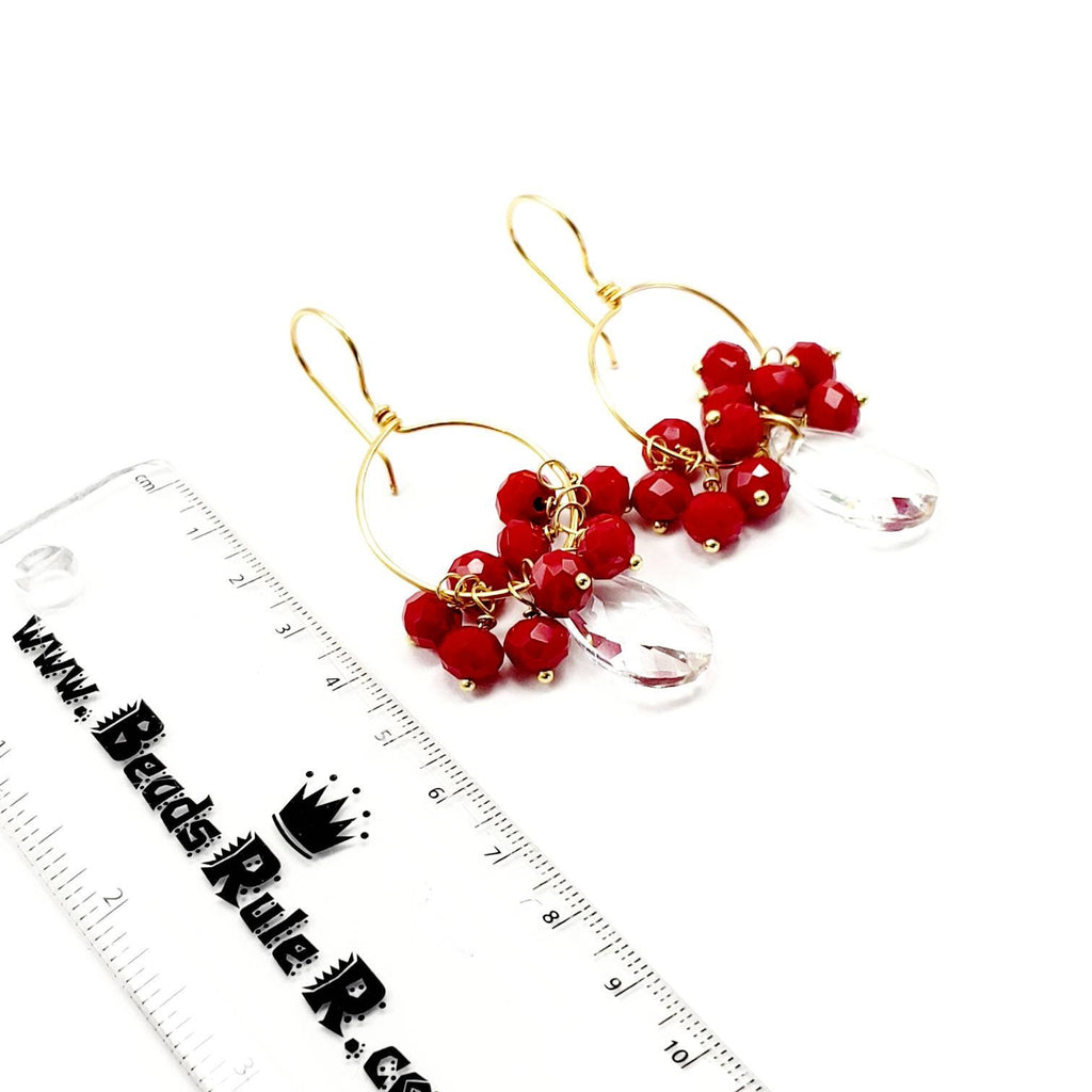 Crystal Hoop Earrings – Thin Gold Hoop Earrings with Crystal Charm | Handmade Minimalist Jewelry