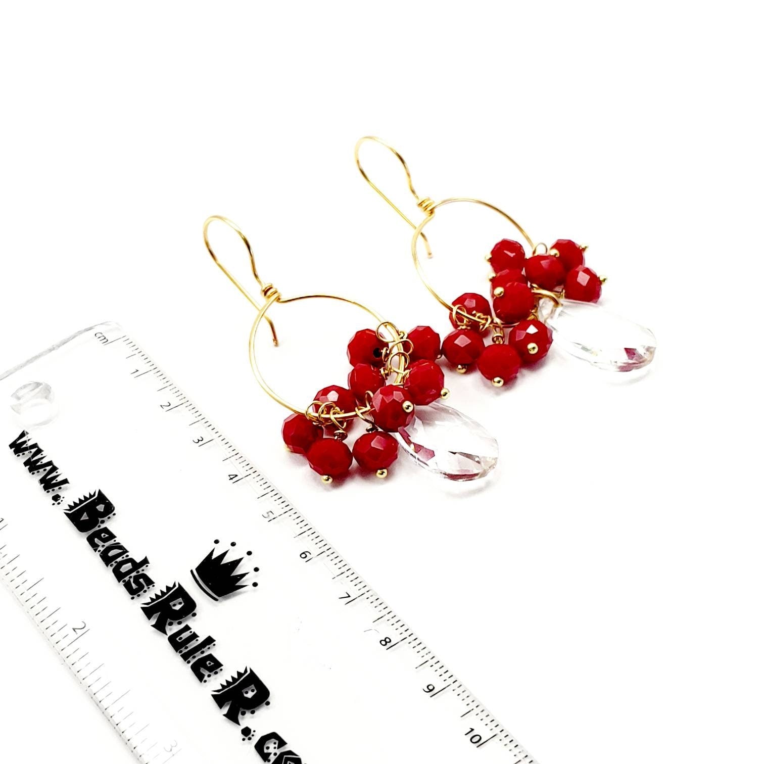 Crystal Hoop Earrings – Thin Gold Hoop Earrings with Crystal Charm | Handmade Minimalist Jewelry