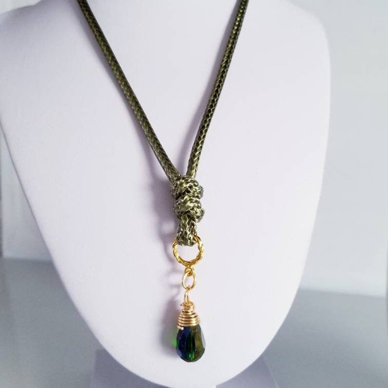 Leather Lariat Necklace, Beaded Necklace Kit, Leather wrap necklace, Boho lariat necklace, teardrop crystal necklace,Gifted jewelry necklace
