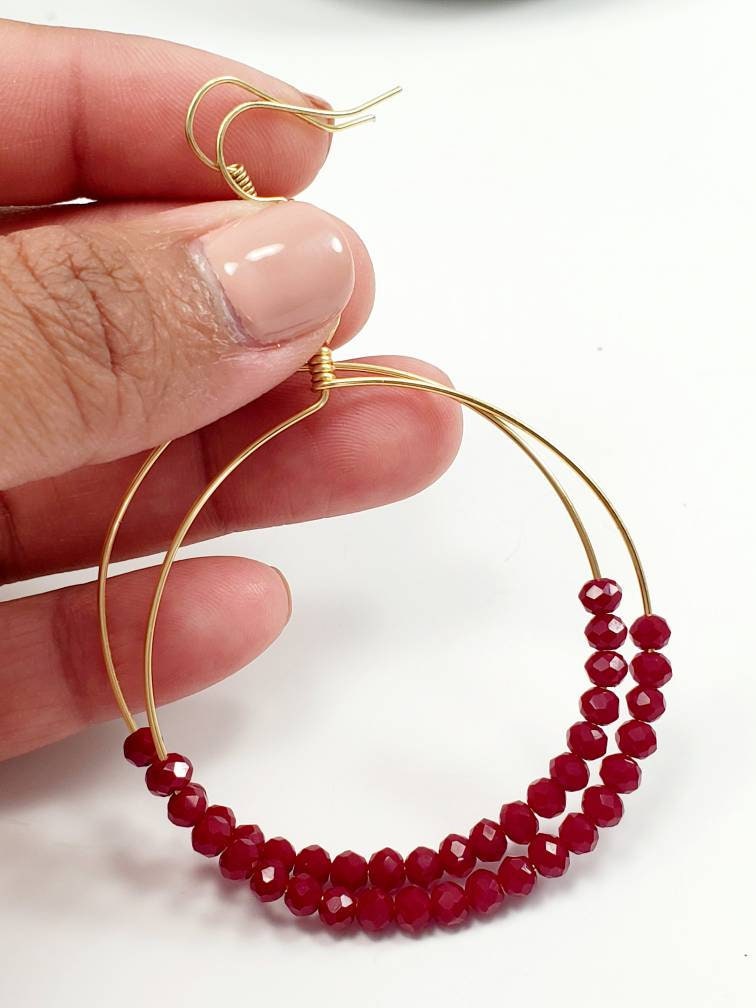 Hoop earrings with charm, Crystal hoop earrings, Big Hoop Earrings, Dainty Hoop earrings, Thin Hoop Earrings, Hypoallergenic hoop earrings