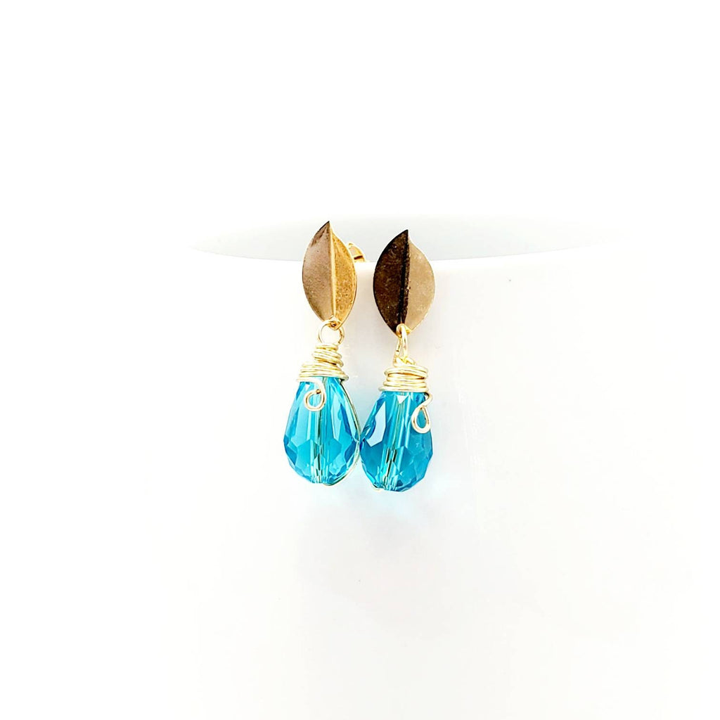 Bridal Crystal drop Earrings, Bridesmaid earring, Something Blue For Bride, Bridal earring, Dainty teardrop earrings, Dangle earrings bride