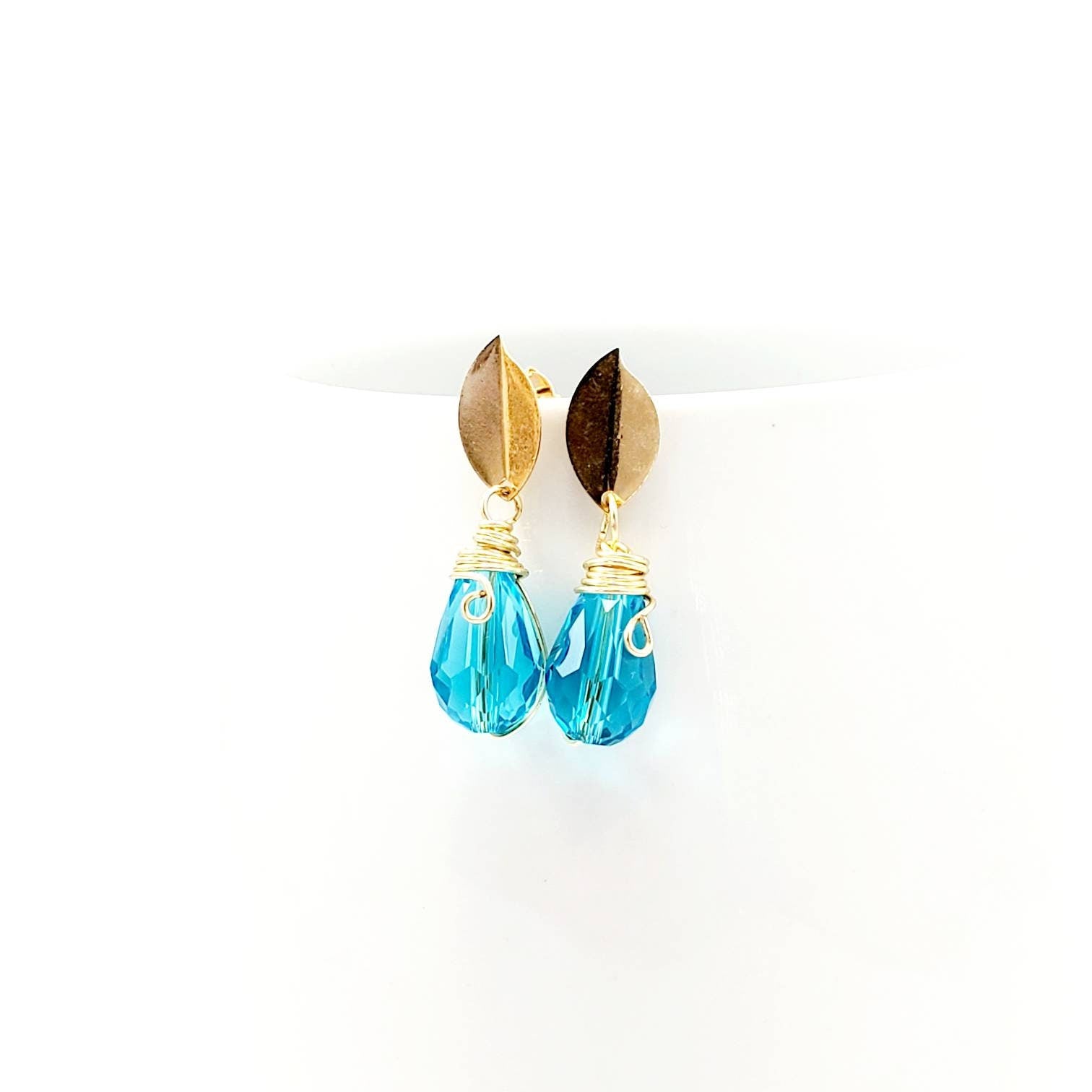 Bridal Crystal drop Earrings, Bridesmaid earring, Something Blue For Bride, Bridal earring, Dainty teardrop earrings, Dangle earrings bride