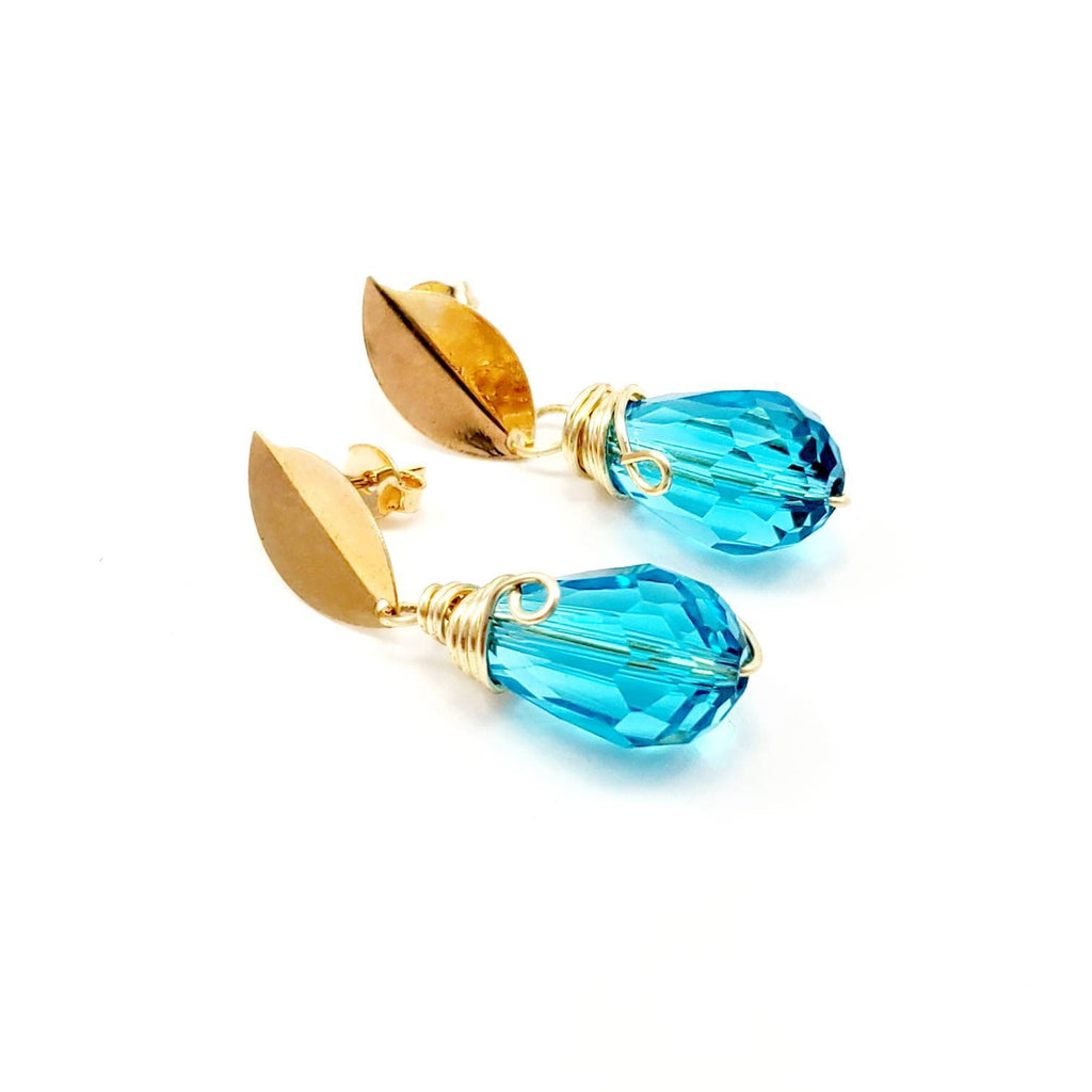 Bridal Crystal drop Earrings, Bridesmaid earring, Something Blue For Bride, Bridal earring, Dainty teardrop earrings, Dangle earrings bride