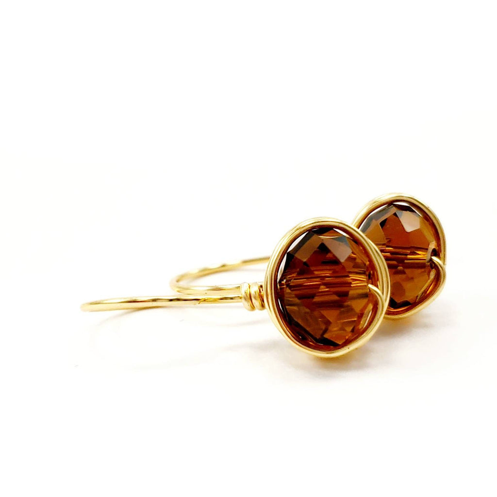 Amber earrings, Dainty earrings, Amber crystal earrings, Minimalist earrings Small crystal earrings, Amber tiny earrings, christmas  giftful