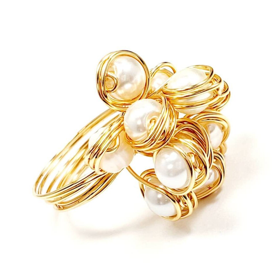 Pearl ring, Freshwater Pearl Ring, pearl ring gifted, Wire Wrapped Pearl Ring,Handmade pearl ring, stackable rings, gifted-rings, lover ring