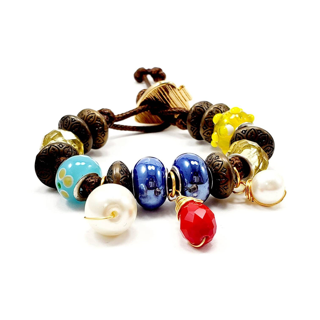 Leather beaded wrap, Layering bracelet, Bracelet for mom, Womens leather wrap, Bohemian style, Seaded wrap bracelet, Boho layered wrap