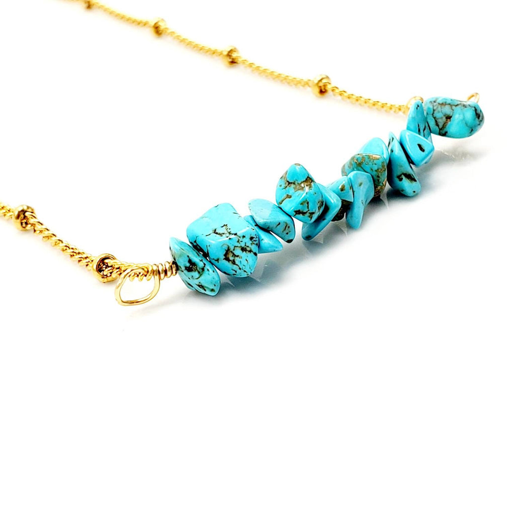 Turquoise necklace, Gold Turquoise bar necklaces, simple turquoise, trendy gold necklace, Dainty Gold Turquoise Necklace for Women