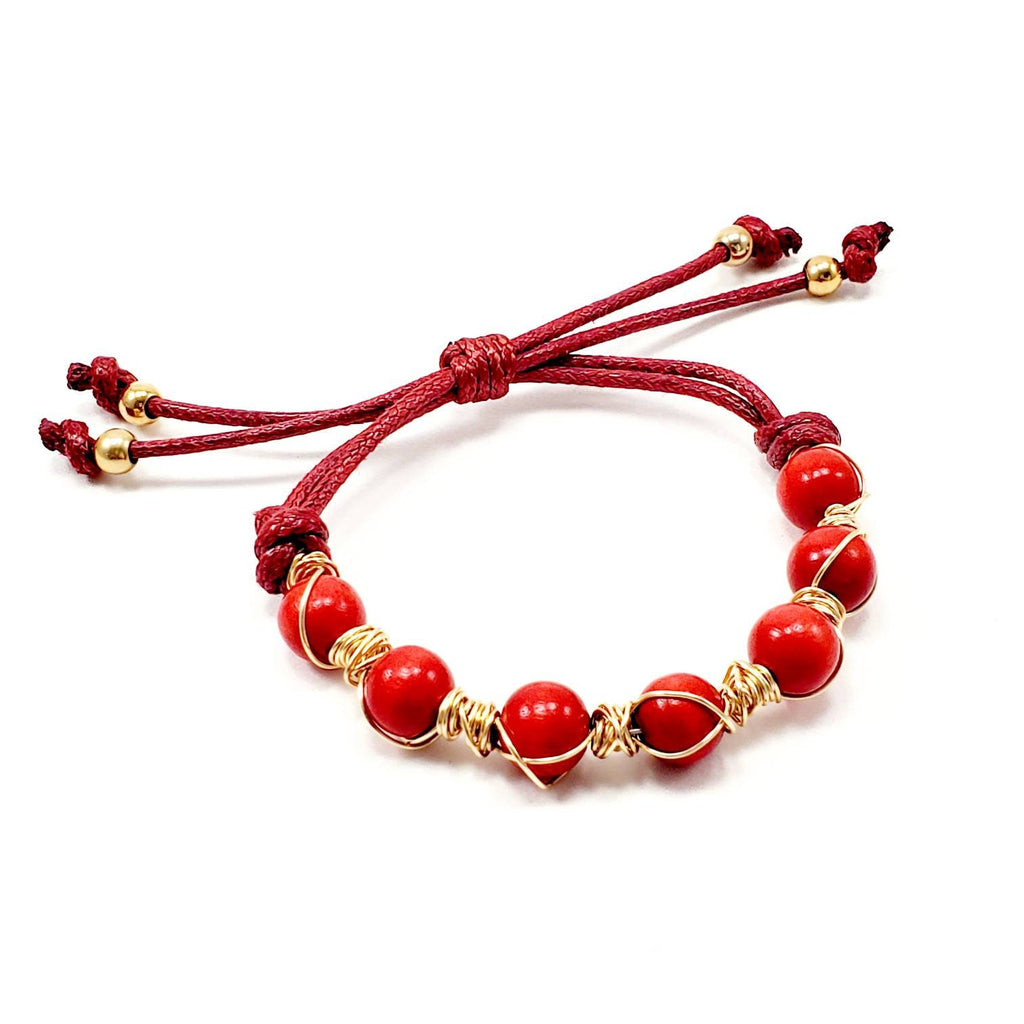Red Beaded Bracelet, Red bracelet for women, Red Bracelet Adjustable, Red Gemstone Beads, Adjustable bracelet for women, Red Thread Bracelet