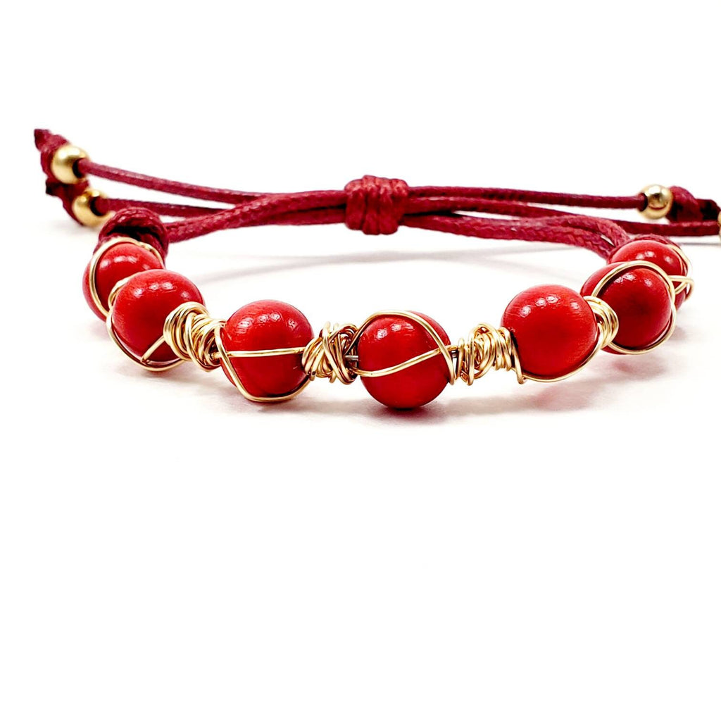 Red Beaded Bracelet, Red bracelet for women, Red Bracelet Adjustable, Red Gemstone Beads, Adjustable bracelet for women, Red Thread Bracelet