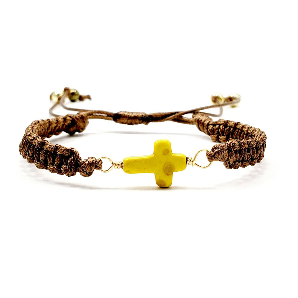Cross Macrame Bracelet, Personalized cross bracelet, Cross bracelet women, Charm Bracelet Cross, Sideways Cross Bracelet, Christian Bracelet