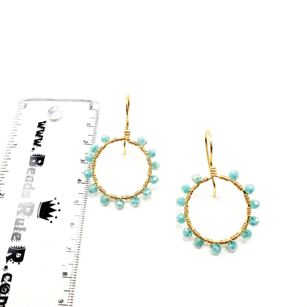 Aquamarine Hoop earrings, Mini hoop earrings, Thin Hoop Earrings, Gold filled hoop earrings, crystal hoop earrings, christmas gifts