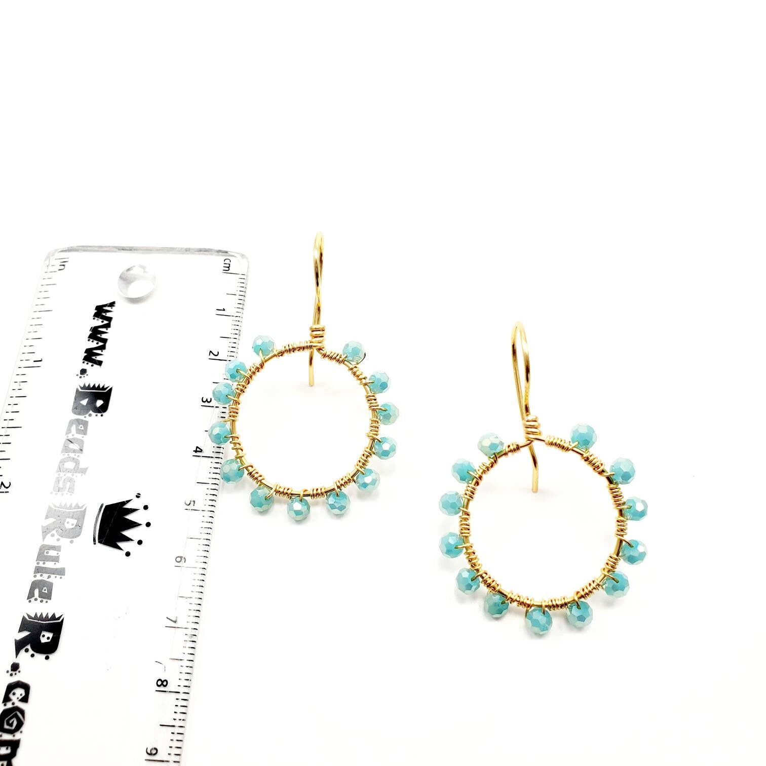 Aquamarine Hoop earrings, Mini hoop earrings, Thin Hoop Earrings, Gold filled hoop earrings, crystal hoop earrings, christmas gifts