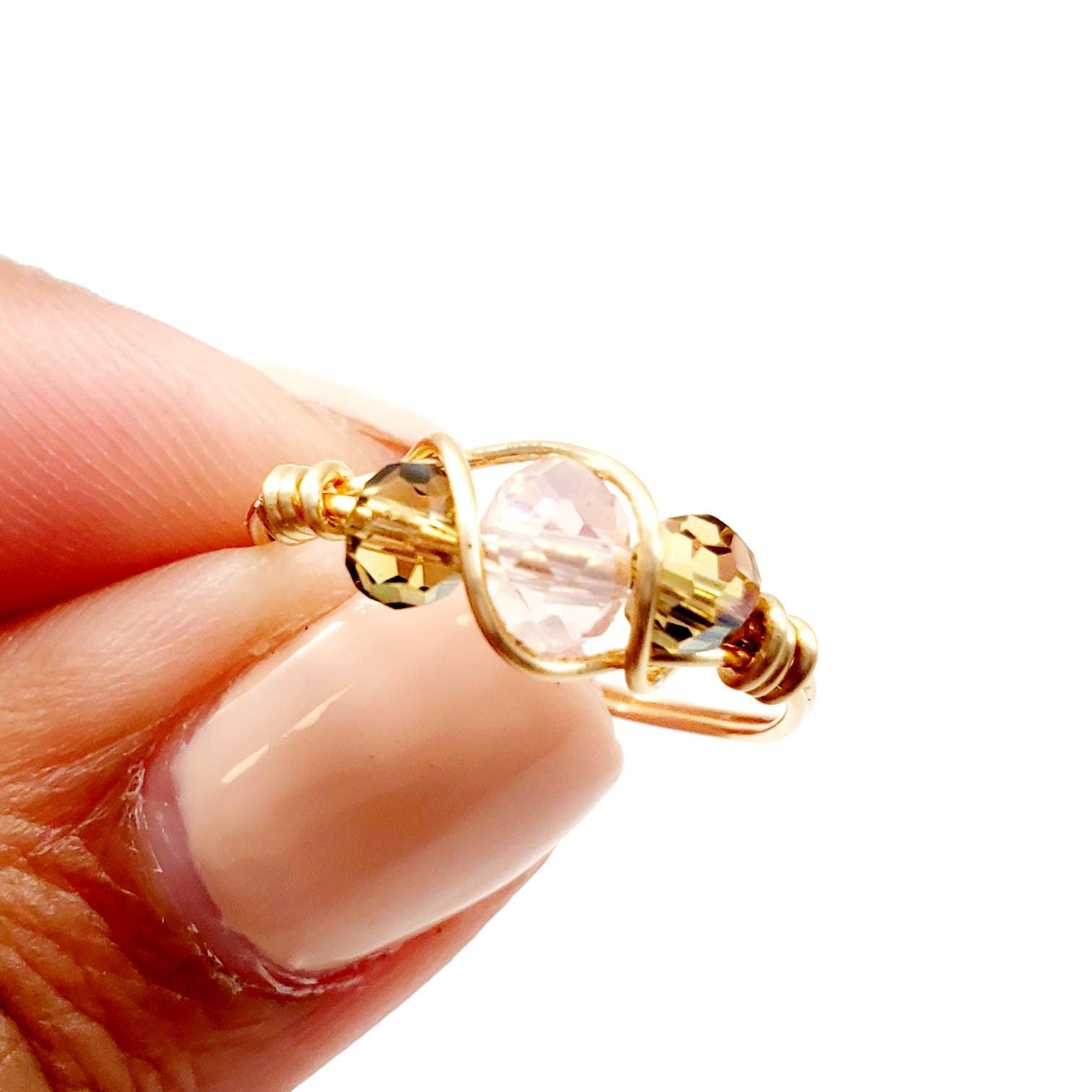Wire wrapped crystal rings, Midi ring, Crystal Rings, Wire wrapped stone ring, Delicate Rings, midi ring, Thin Gold Rings, Promise Rings