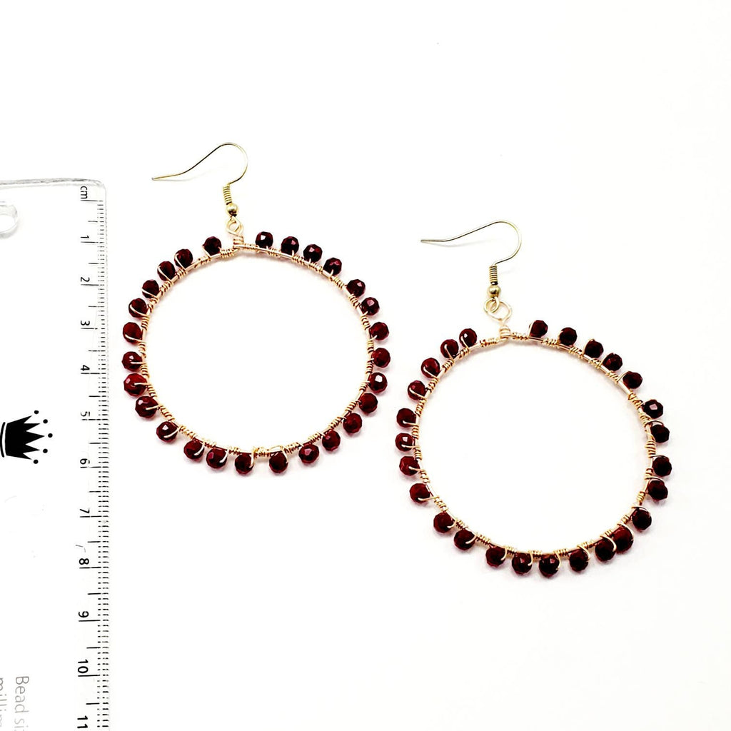 Red hoop earrings, Crystal Hoop Earrings, thin hoop earrings, Red Crystal Earrings, Stone Hoop Earrings, red hoops, valentines earrings