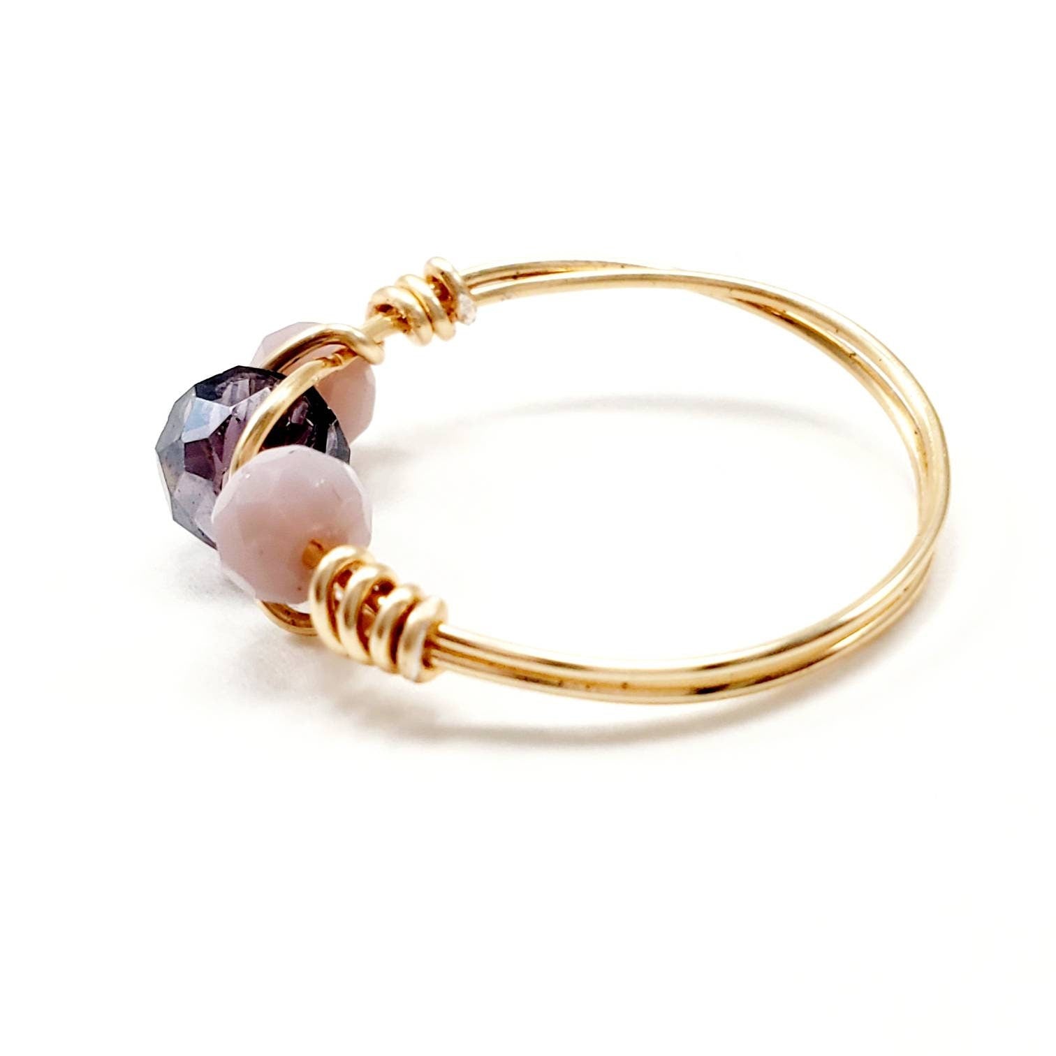 Wire wrapped ring, Wire wrapped crystal ring, Crystal rings gold, Crystal Wire Wrapped Ring, Thin Gold Ring, midi ring, christmas  gifte