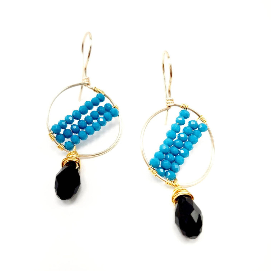 Hoop Earrings Whit Charm, Tiny Gold Hoop Earrings, Gold Hoop Earrings, Dainty Hoop Earrings, 14k Gold Filled Earrings, Beaded Hoop Earrings