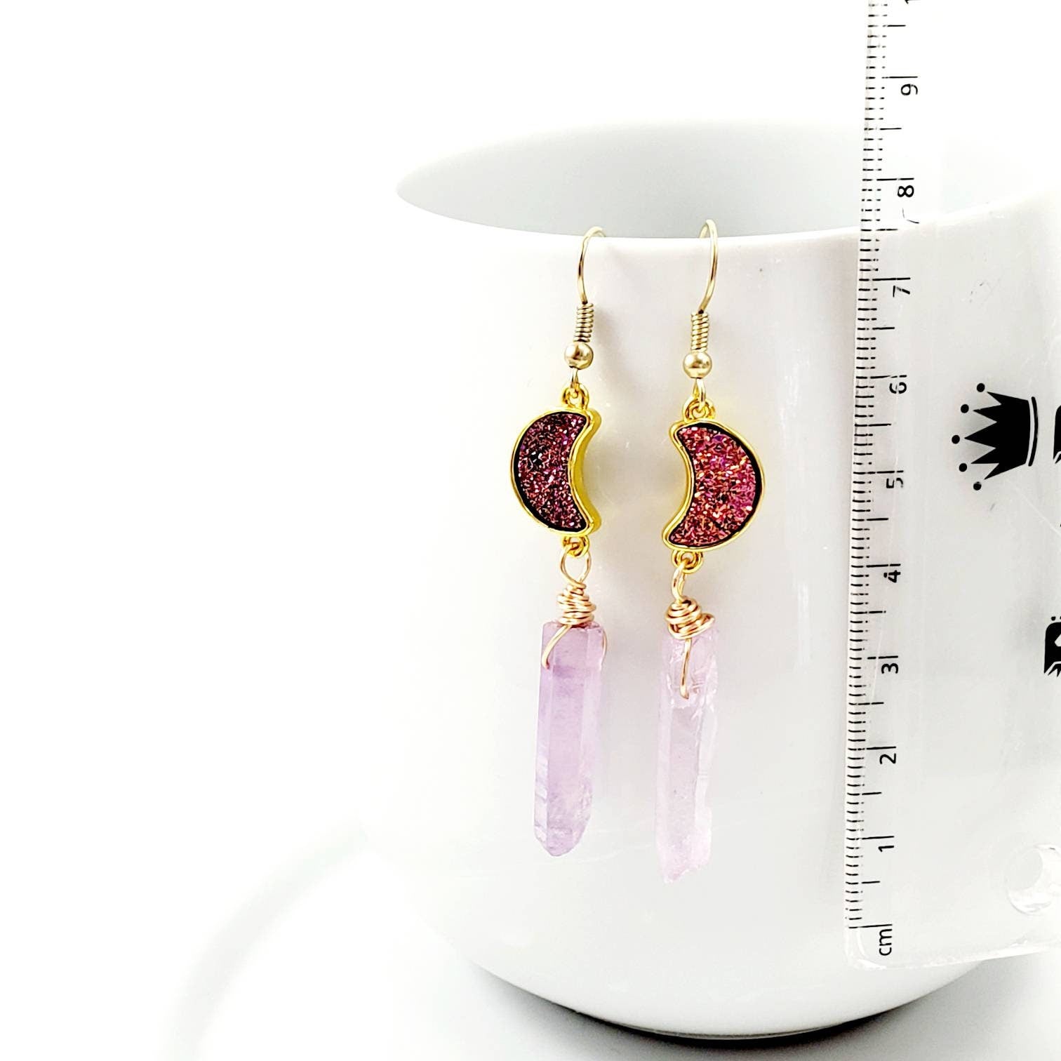 Rose Quartz Earrings, Raw Crystal Earrings, Genuine Rose Quartz Jewelry, Gemstone Earrings, Rose Quartz Gold Earings Birthstone Earrings