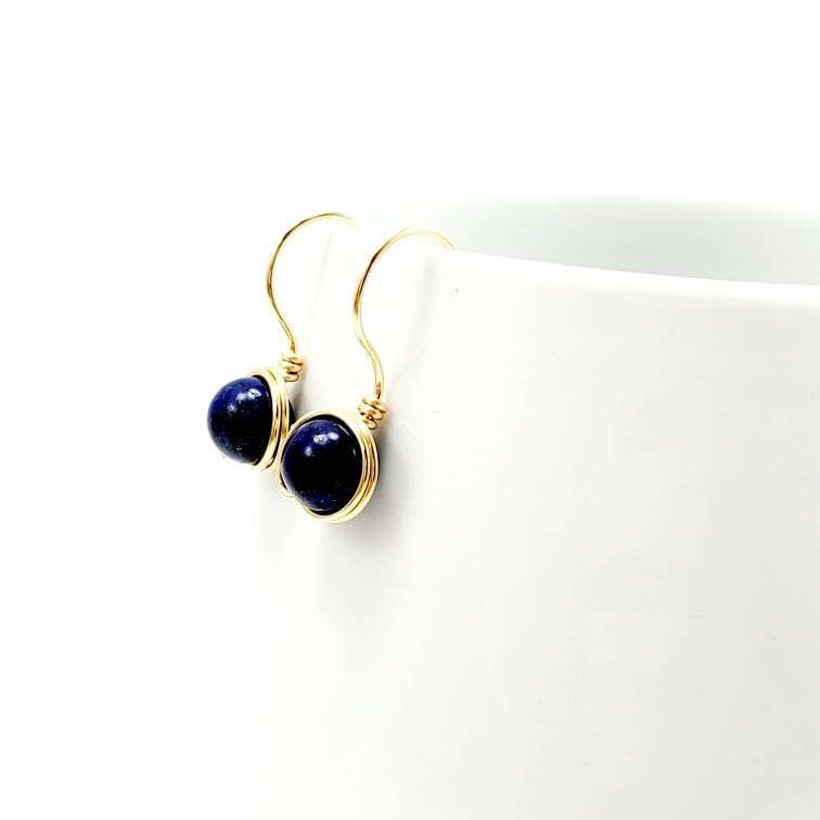 Lapis Lazuli Earrings, minimalistic birthstone earrings,dainty birthstone earrings, birthstone huggie earrings,stoned earrings,gift for- her