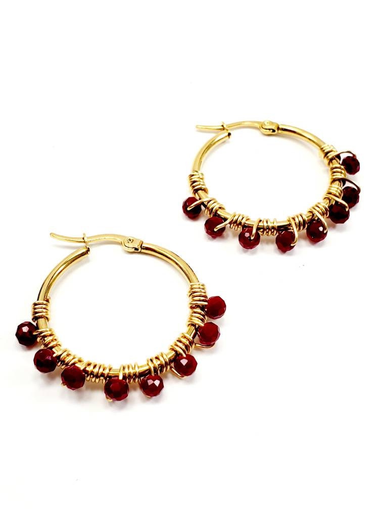 Hoop Crystal Earrings, Thin hoop earrings, Crystal hoop earring, Gold hoop earrings, Dainty hoop earring, mothers days gifted, gift for- her