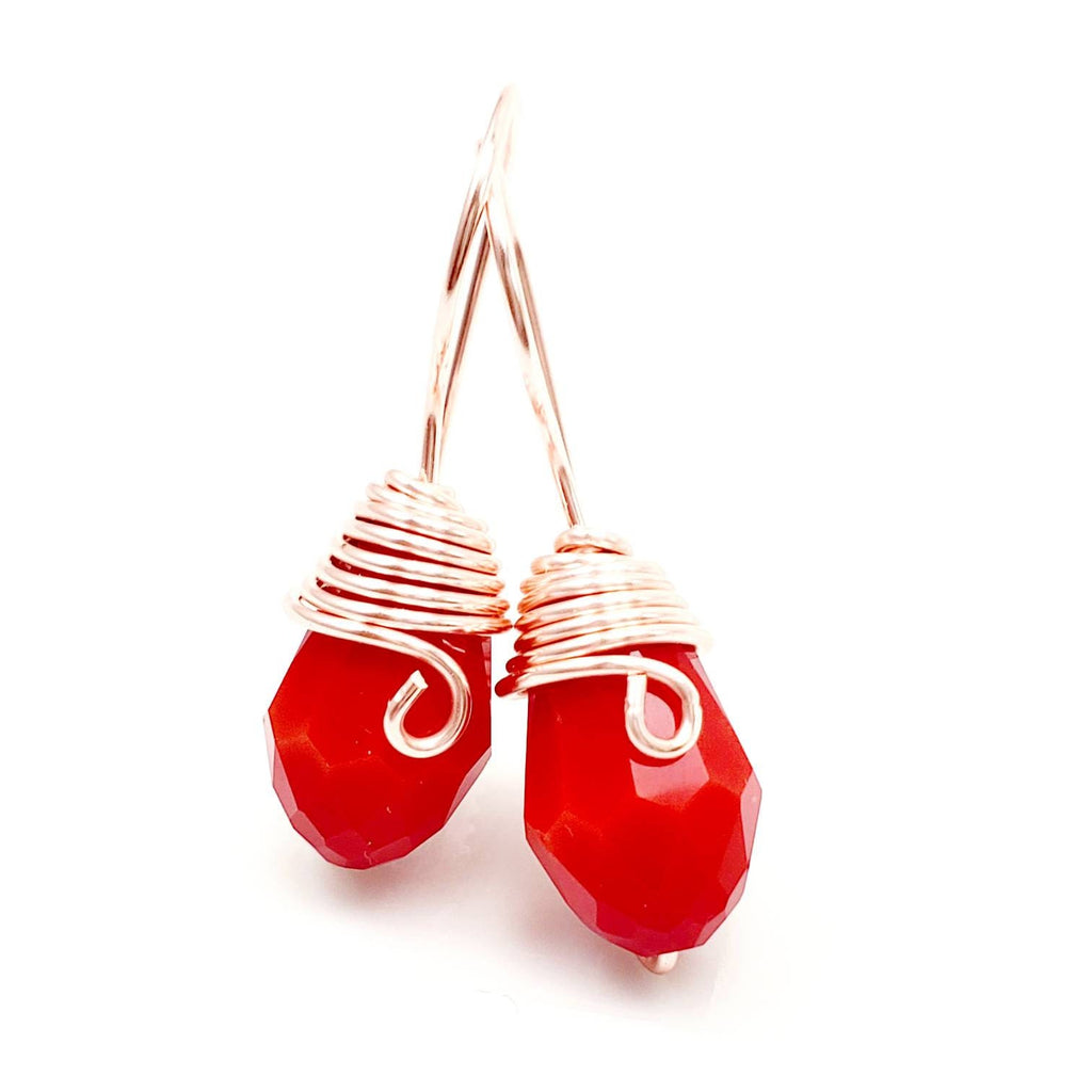 Red Crystal Earrings, Tiny drop earrings, tear drop earrings, teardrop earrings, Small crystal earrings, Bday gifts for mom