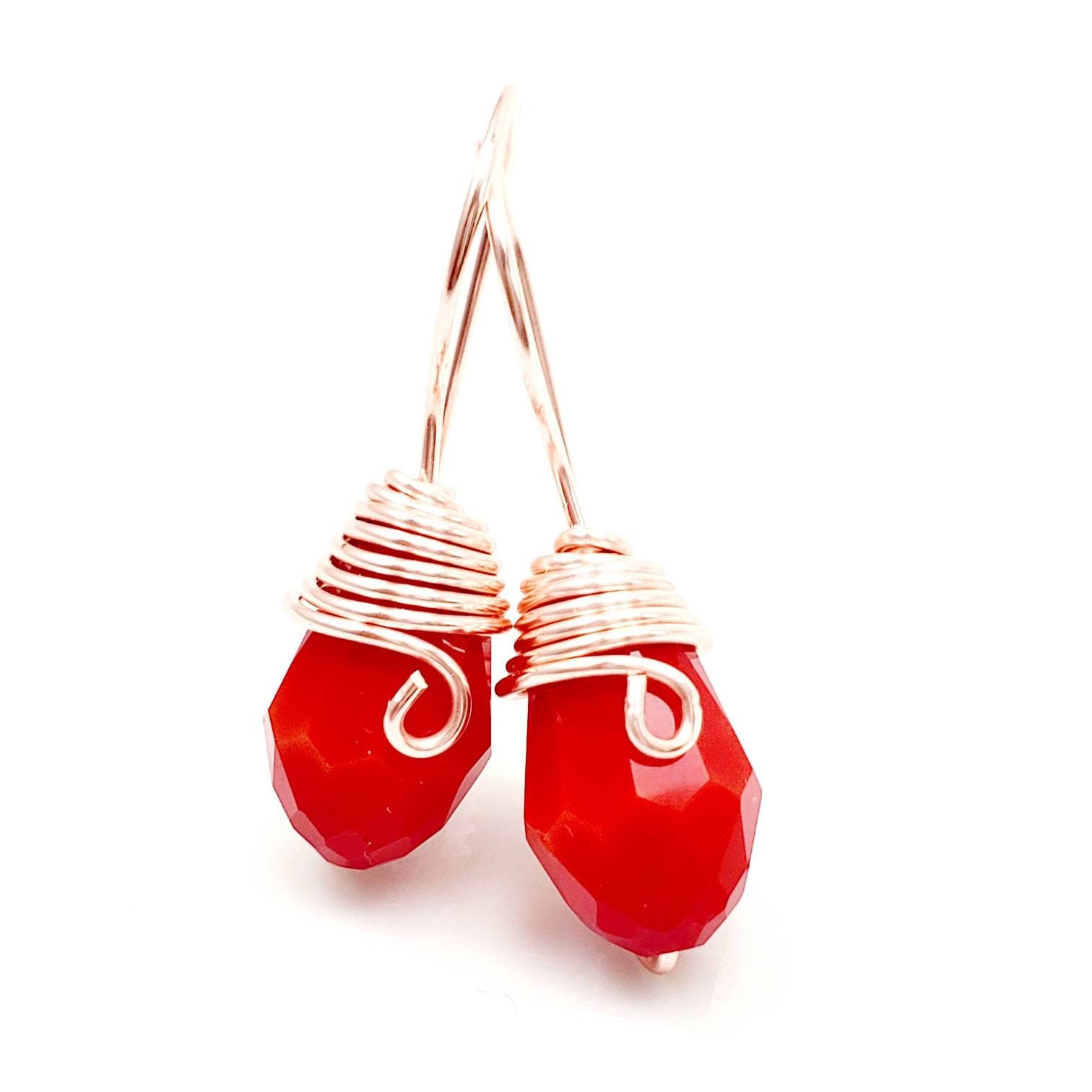 Red Crystal Earrings, Tiny drop earrings, tear drop earrings, teardrop earrings, Small crystal earrings, Bday gifts for mom