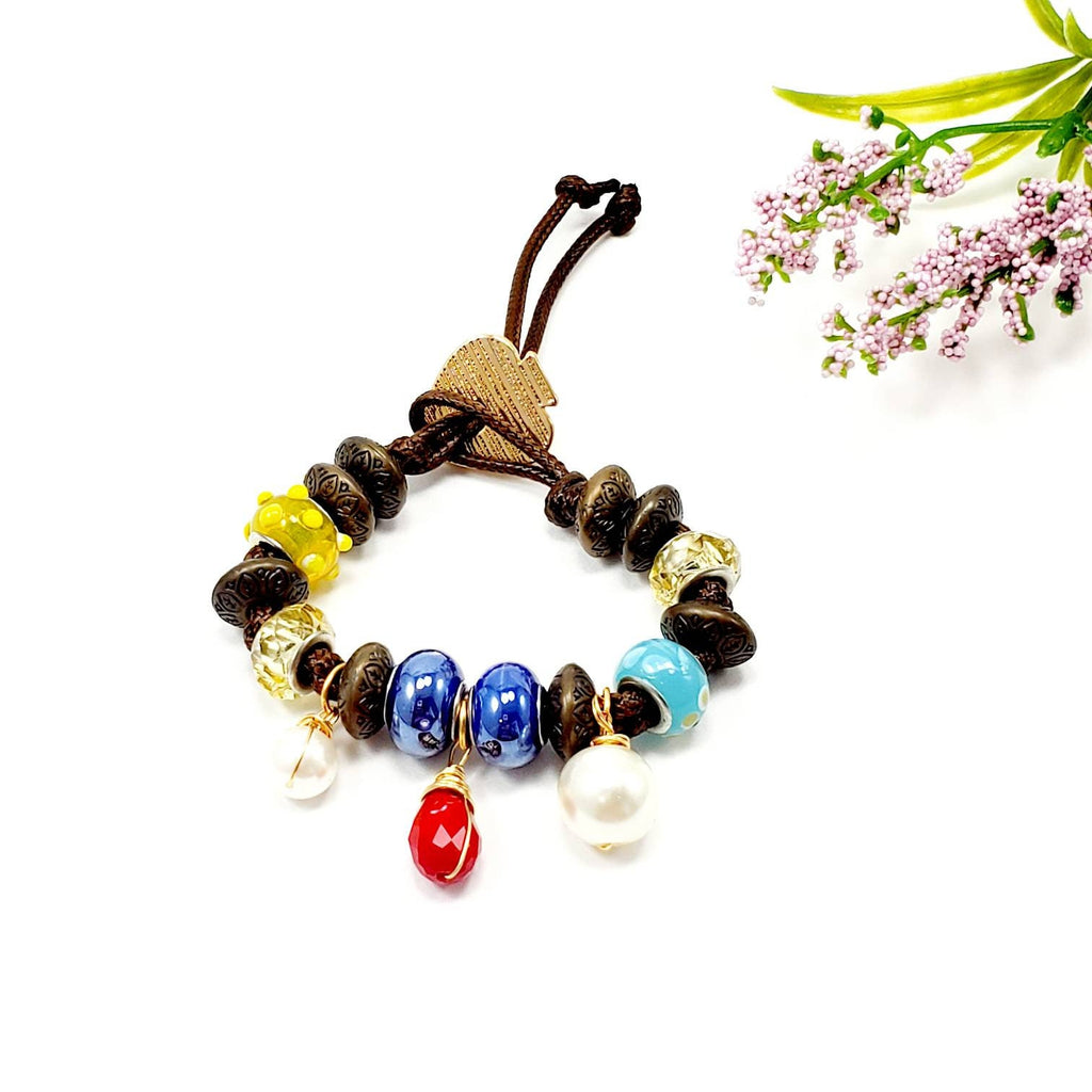 Leather beaded wrap, Layering bracelet, Bracelet for mom, Womens leather wrap, Bohemian style, Seaded wrap bracelet, Boho layered wrap