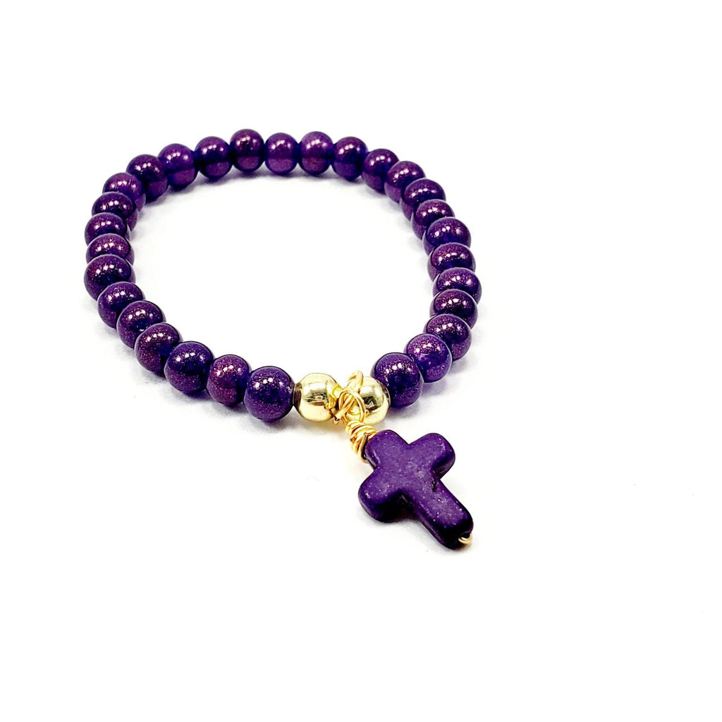 Cross Bead Bracelets, Cross stretch bracelet, stacking bracelets, minimalist bracelete, confirmation gift, catholic bracelet, baptism favors
