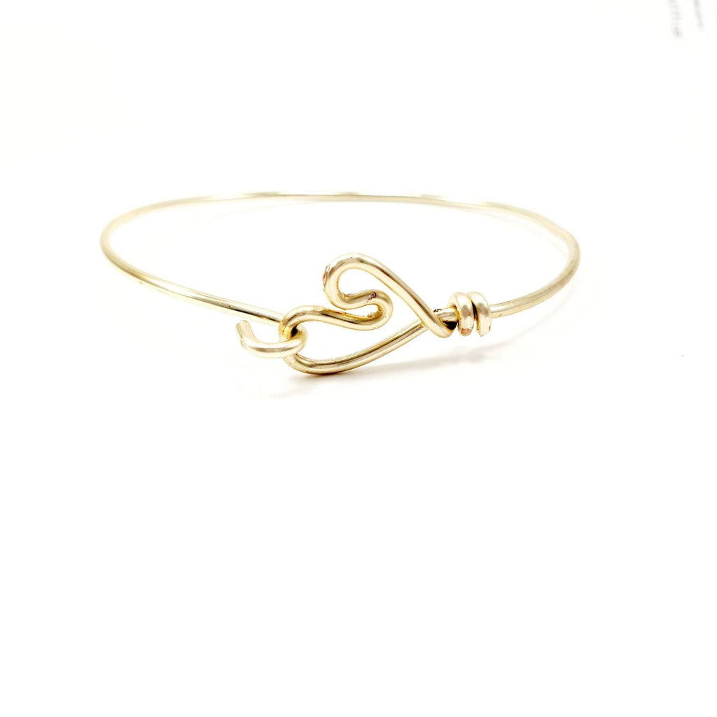 Heart Bangle bracelet, Dainty bracelets, Gold heart thin bracelet, Bracelet Minimaliste, Heart Cuff Thin Bracelet, Lovely bracelet