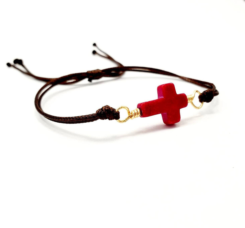 Cross bracelet string, Beaded Cross Bracelet, faith bracelets, Sideways Cross String Bracelet, Adjustable Cross Bracelet, Christian Bracelet