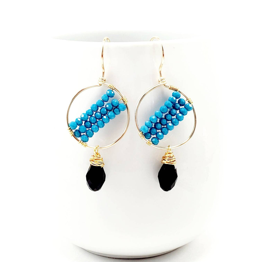 Hoop Earrings Whit Charm, Tiny Gold Hoop Earrings, Gold Hoop Earrings, Dainty Hoop Earrings, 14k Gold Filled Earrings, Beaded Hoop Earrings