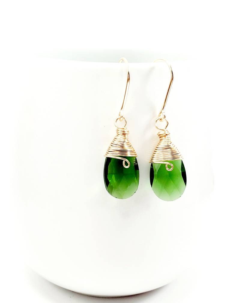 Emerald Earrings Dangle,Dainty Teardrop Earrings,Jade Earrings For Women,Long Bridal Earrings,Emerald Bridal Earrings,Emerald Drop Earrings