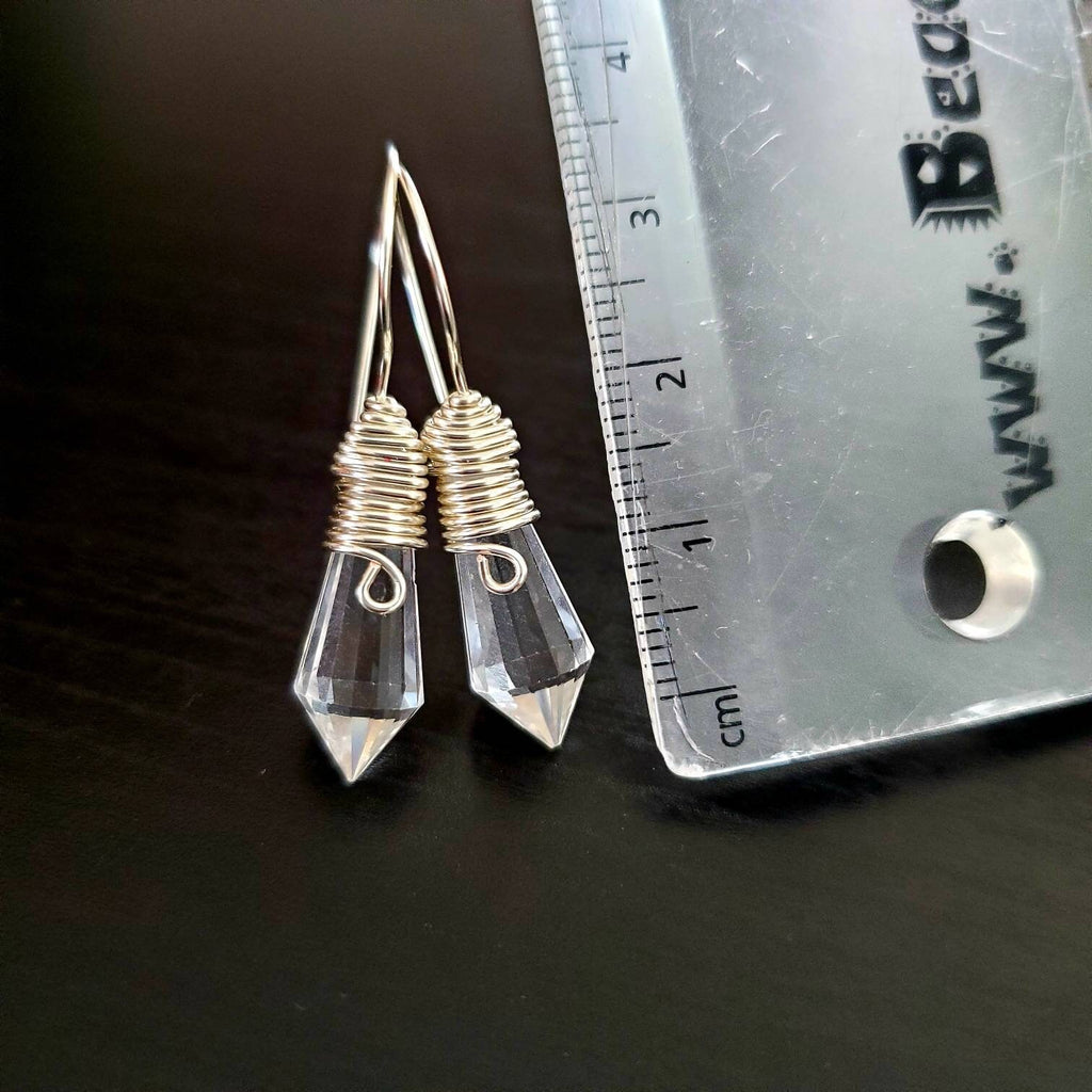 Clear crystal quartz earrings, Clear Silver Earrings, Crystal point earrings, clear quartz earrings dangle, Clear Quartz Silver Earrings