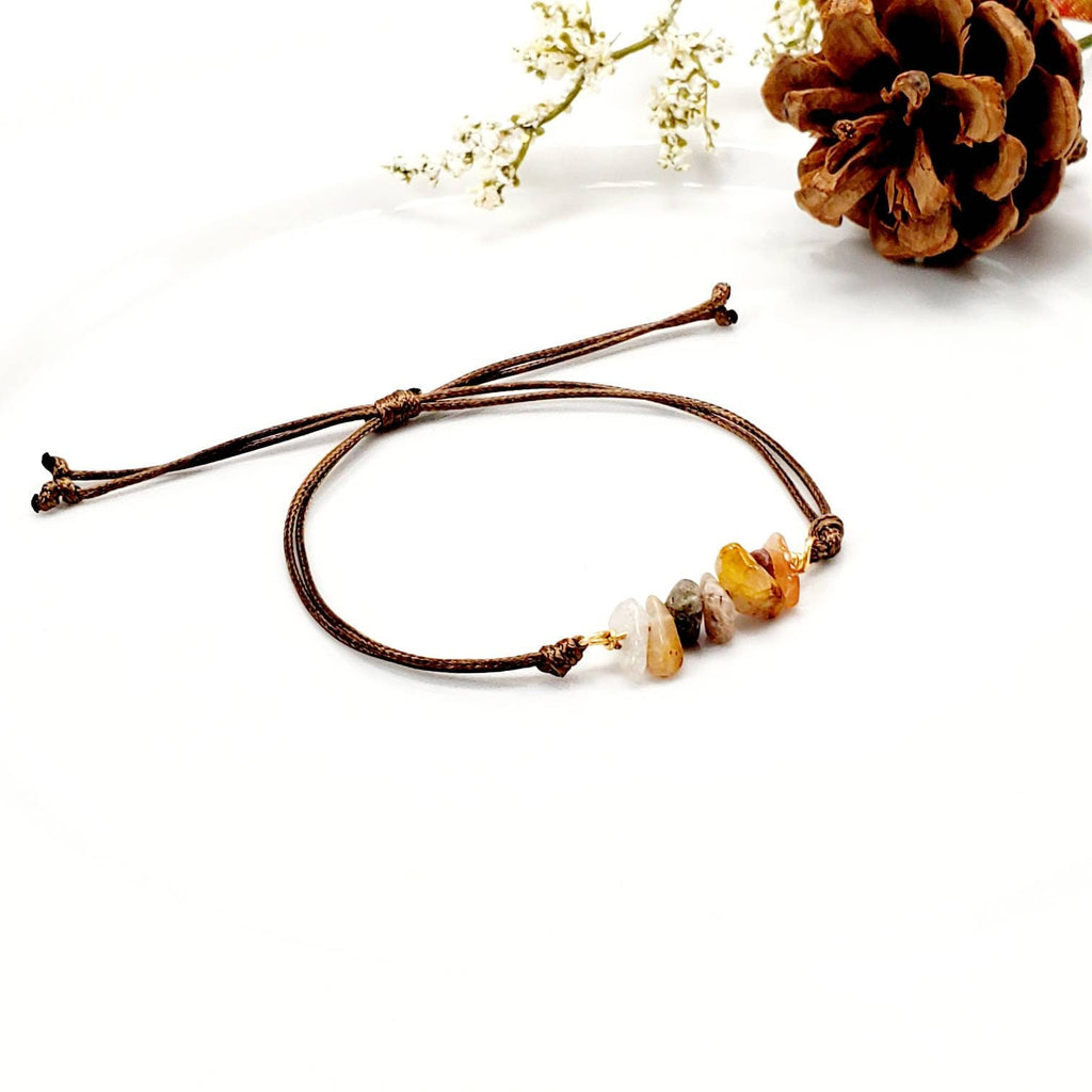 Rutilated Quartz Bracelet, Waterproof bracelet, Bracelet string, Wax bracelet, Crystal Bracelet, Minimalist bracelet, gifts for-her wife