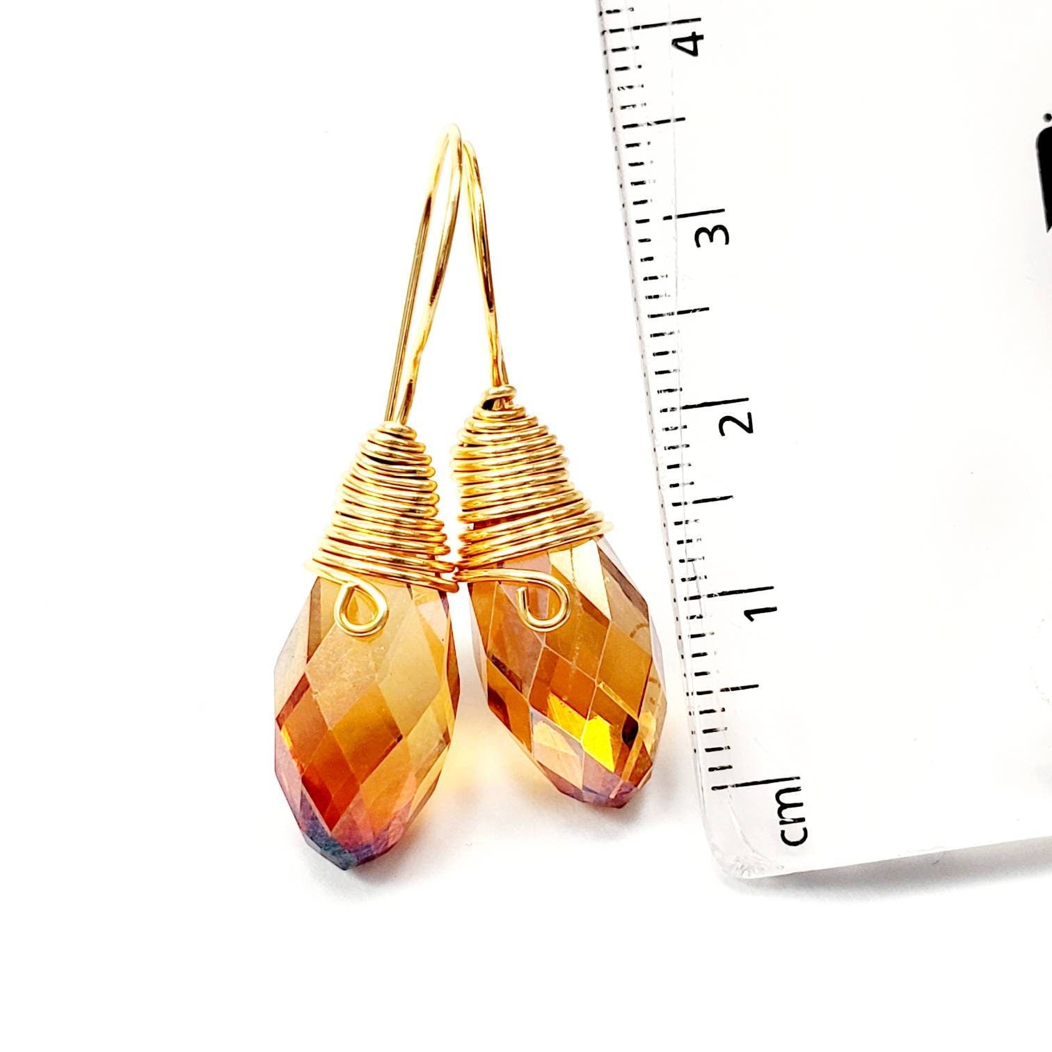 Amber Crystal Earrings Dangle, Drop dangle earrings, Baltic amber, Honey earrings, Simple everyday ear, Amber yellow, Sparkly earrings