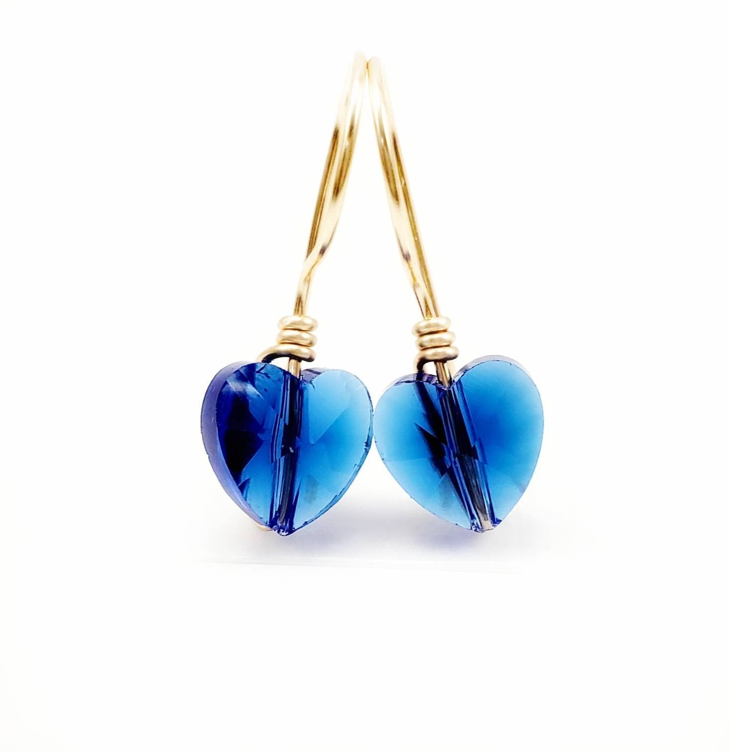 Blue heart earrings, Minimalistic  earring, tini earrings, huggie dainty earrings, heartful earrings, giftful daughter, gift for- her