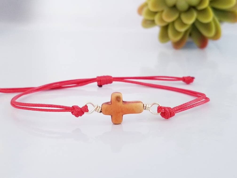 Beaded Cross Bracelet, Cross Faith Baptism, Bracelet, Baptist Gift, Friendship Bracelet, Anniversary Gift, Cross Bead Handmade Bracelet