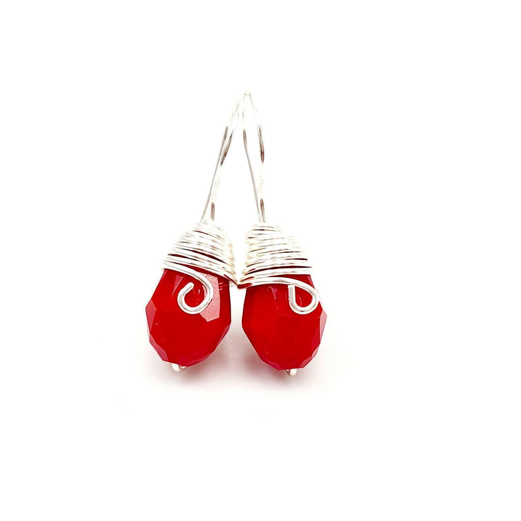 Red Crystal Earrings, Tiny drop earrings, tear drop earrings, teardrop earrings, Small crystal earrings, Bday gifts for mom