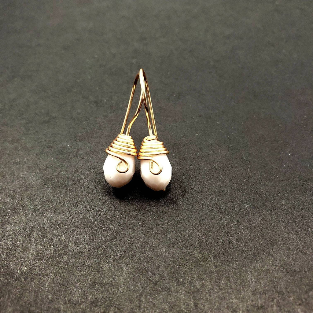 Bridal earrings, Tiny dangle Drop Earrings, Tear drop earrings, Teardrop earrings crystal, Wire Wrapped Dangle Earrings, Bridesmaid earrings