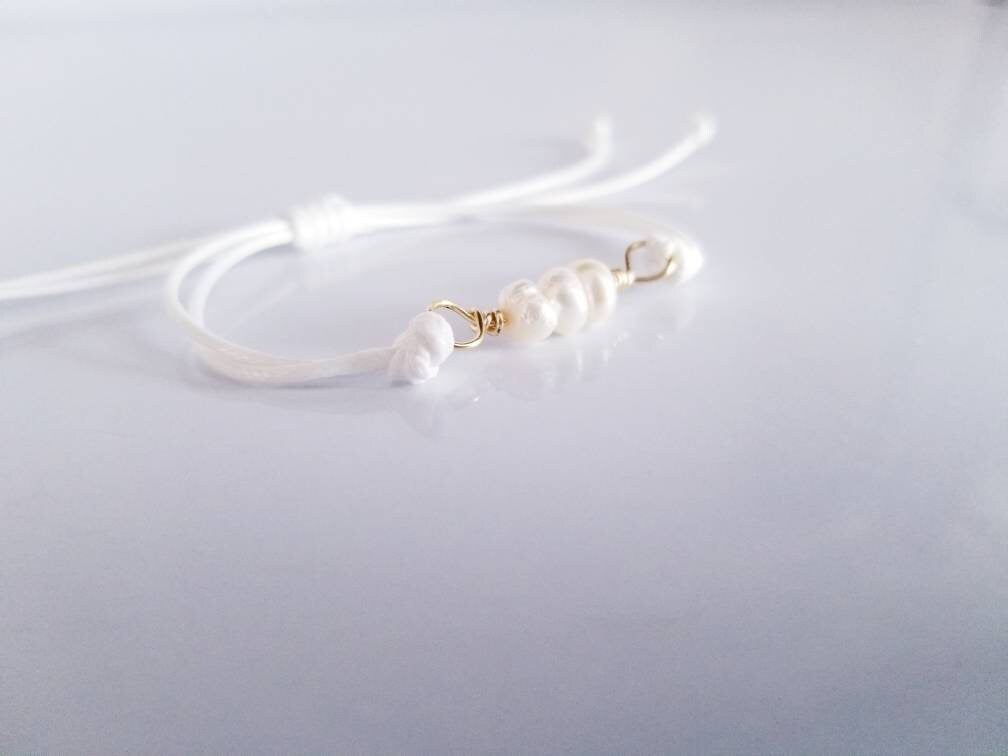 Real Natural Freshwater Pearl Bracelet, dainty bracelet, bead bracelet, bracelet minimaliste, Surfer Bracelet, Waterproof Bracelet