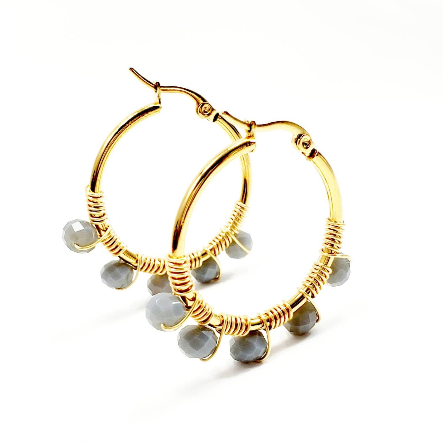 Dainty Hoop Earring, Crystal Earrings Hoops, Gold Hoops earrings, Bridal Earring, Earrings Bridesmaid Gifts, Gifts For-Her, For Mom Gifted