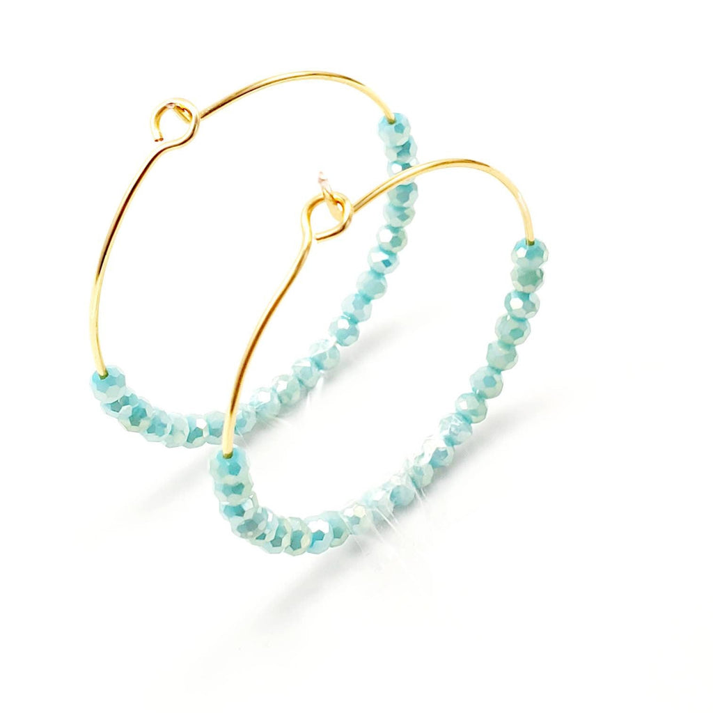 Christmas Aquamarine Earrings, Raw Stone Earrings, Hoop Earrings With Charm, Dainty Hoop Earrings, Gold Filled Hoop Earrings, Raw Aquamarine