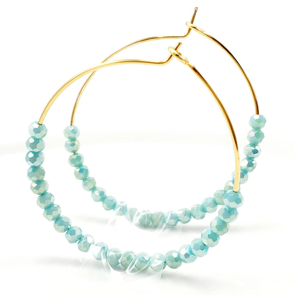 Christmas Aquamarine Earrings, Raw Stone Earrings, Hoop Earrings With Charm, Dainty Hoop Earrings, Gold Filled Hoop Earrings, Raw Aquamarine