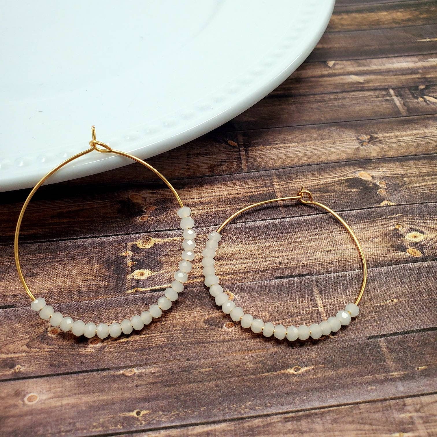 White hoop earrings, Thin gold hoop earrings, Gold Filled Hoop Earrings, Light Weight Earrings, Big hoop earrings, christmas gift for mom