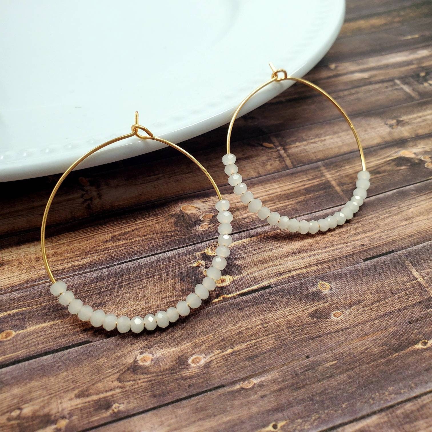 White hoop earrings, Thin gold hoop earrings, Gold Filled Hoop Earrings, Light Weight Earrings, Big hoop earrings, christmas gift for mom