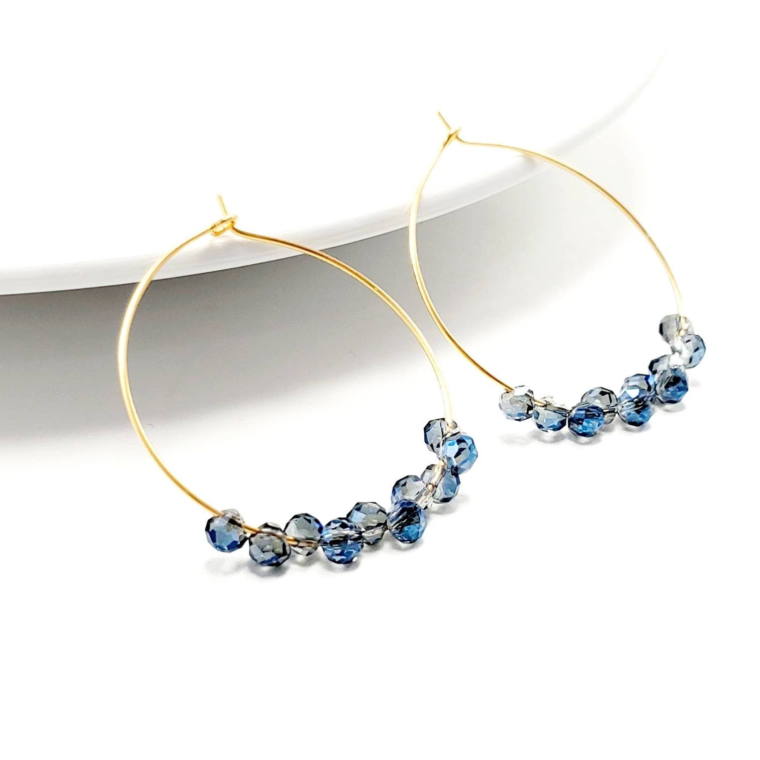 Thin gold hoop, Crystal hoop earrings, Large Thin hoop earrings,  Earring hoop thin,Thin gold hoop earrings, Hoop minimalist earrings