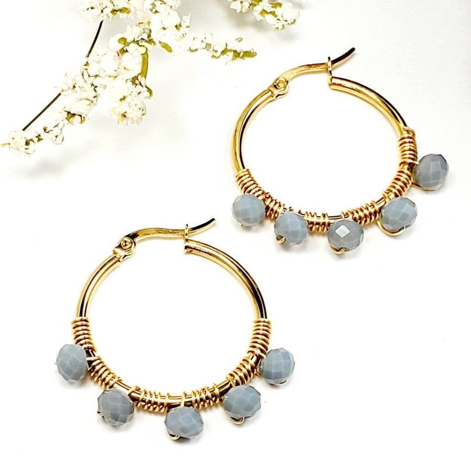 Dainty Hoop Earring, Crystal Earrings Hoops, Gold Hoops earrings, Bridal Earring, Earrings Bridesmaid Gifts, Gifts For-Her, For Mom Gifted